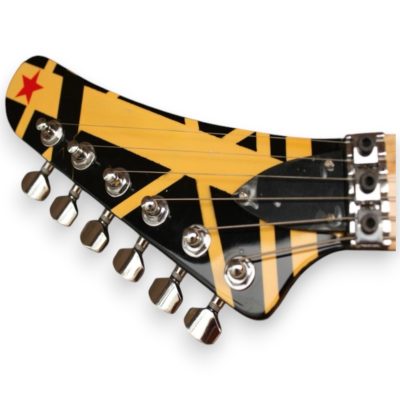 Custom Lazu Striped Bumblebee Black with Yellow Stripes 6 String Guitar - Image 4