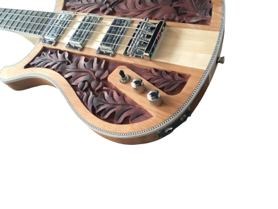 Custom Nova Left Handed Lemmy Kilmister 4003 Stain Walnut Wood Carved Oak Leaves 4 String Bass - Image 6