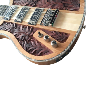Custom Nova Left Handed Lemmy Kilmister 4004 Stain Walnut Wood Carved Oak Leaves 4 String Bass - Image 6