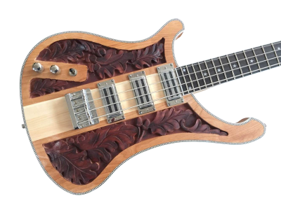 Custom Nova Left Handed Lemmy Kilmister 4003 Stain Walnut Wood Carved Oak Leaves 4 String Bass