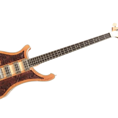 Custom Nova Left Handed Lemmy Kilmister 4004 Stain Walnut Wood Carved Oak Leaves 4 String Bass - Image 9