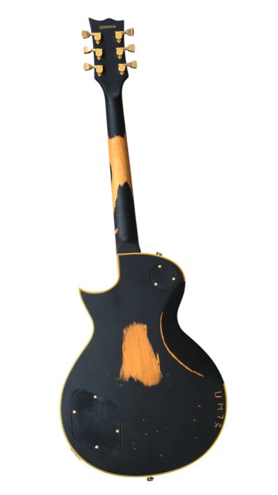 Custom Obsidian Hetfield Iron Cross Matte Black Aged Relic Electric Guitar - Image 3
