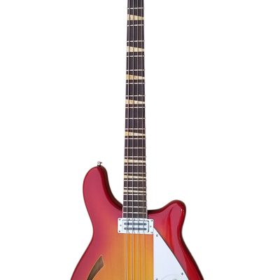 Custom Nova 4005V Cherry Fireglo 4 String Bass White Pickguard - Image 3