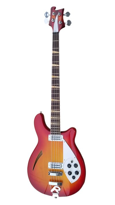 Custom Nova 4005V Cherry Fireglo 4 String Bass White Pickguard - Image 3
