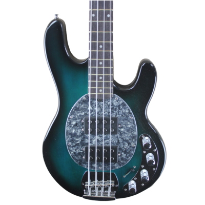 Custom Aether Sting Teal Burst Ray 4 String Bass Dual Humbucking Pickup