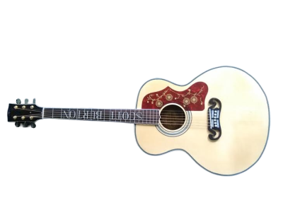 Custom Crown SJ200 Natural Studio Acoustic Personalized Fretboard Guitar Elvis Moustache Bridge - Image 3