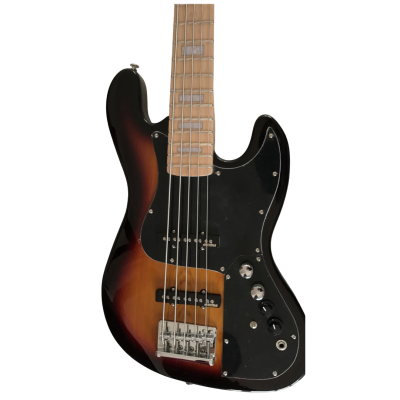 Custom Regent 3 Tone Sunburst Miller 5 String Jazz Bass Marcus Maple Fretboard