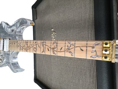 Custom Axis Plexiglass Acrylic Lucite Blue LED Tremolo Guitar Jem Tree Of Life Inlay - Image 2