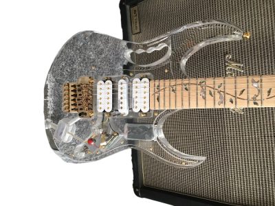 Custom Axis Plexiglass Acrylic Lucite Blue LED Tremolo Guitar Jem Tree Of Life Inlay - Image 3
