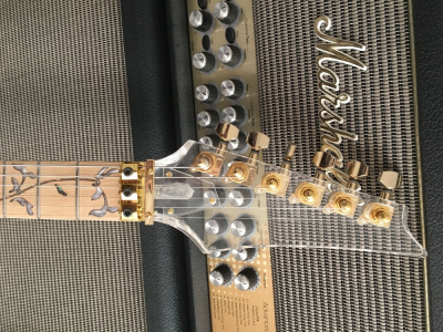 Custom Axis Plexiglass Acrylic Lucite Blue LED Tremolo Guitar Jem Tree Of Life Inlay - Image 6