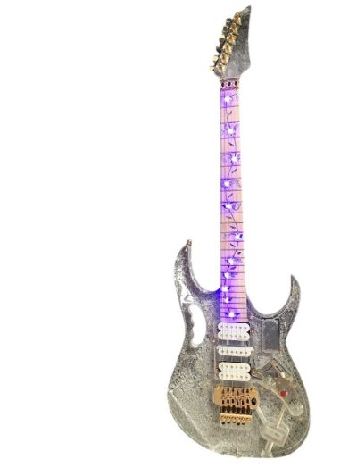 Custom Axis Plexiglass Acrylic Lucite Blue LED Tremolo Guitar Jem Tree Of Life Inlay