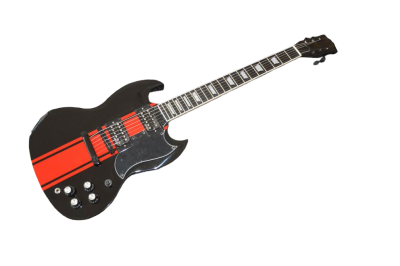 Custom Crown SG Black Red Stripe Black GT Poulsen 6 String Guitar - Image 2