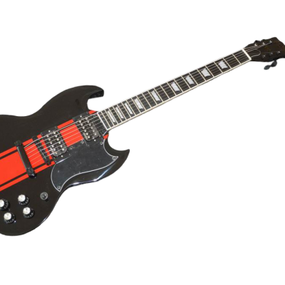 Custom Crown SG Black Red Stripe Black GT Poulsen 6 String Guitar - Image 2