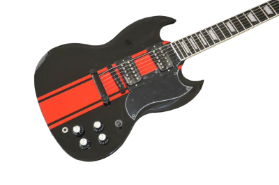 Custom Crown SG Black Red Stripe Black GT Poulsen 6 String Guitar