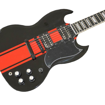 Custom Crown SG Black Red Stripe Black GT Poulsen 6 String Guitar