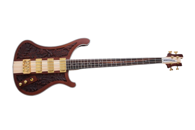 Custom Nova Lemmy Kilmister 4003 Stain Walnut Wood Carved Oak Leaves 4 String Bass - Image 3