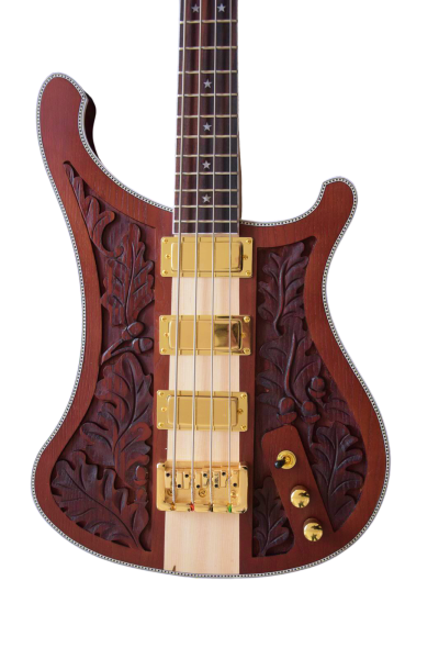 Custom Nova Lemmy Kilmister 4003 Stain Walnut Wood Carved Oak Leaves 4 String Bass