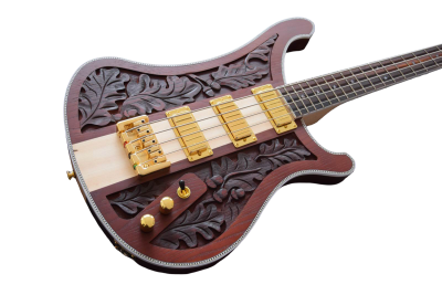Custom Nova Lemmy Kilmister 4003 Stain Walnut Wood Carved Oak Leaves 4 String Bass - Image 7