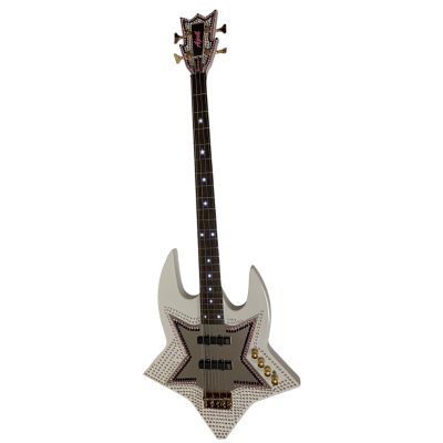 Custom Aurelius Bootsy Pink Crystal Space 4 String LED Bass MEC Pickups Option - Image 2