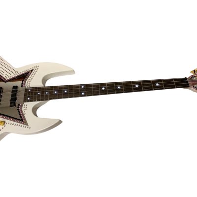 Custom Aurelius Bootsy Pink Crystal Space 4 String LED Bass MEC Pickups Option - Image 3