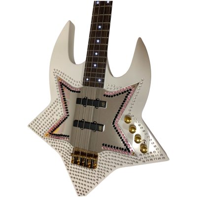 Custom Aurelius Bootsy Pink Crystal Space 4 String LED Bass MEC Pickups Option