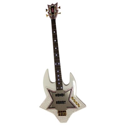 Custom Aurelius Bootsy Pink Crystal Space 4 String LED Bass MEC Pickups Option - Image 7