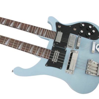 Custom Nova 4080 Geddy Lee Double Neck Blue 4 String Bass 6 String Guitar Black Pickguard - Image 3