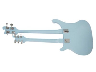 Custom Nova 4080 Geddy Lee Double Neck Blue 4 String Bass 6 String Guitar Black Pickguard - Image 4