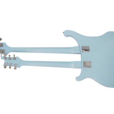 Custom Nova 4080 Geddy Lee Double Neck Blue 4 String Bass 6 String Guitar Black Pickguard - Image 4