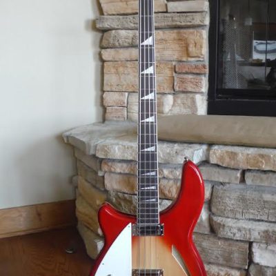 Custom Nova 4005V Cherry Fireglo 4 String Bass White Pickguard Left Handed - Image 3