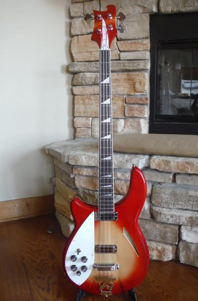 Custom Nova 4005V Cherry Fireglo 4 String Bass White Pickguard Left Handed - Image 3