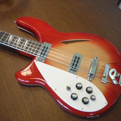 Custom Nova 4005V Cherry Fireglo 4 String Bass White Pickguard Left Handed - Image 4