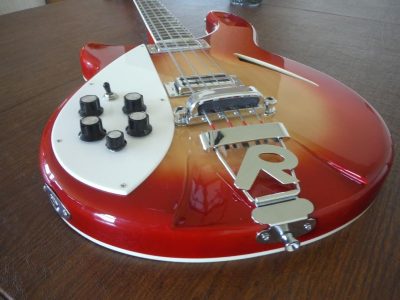 Custom Nova 4005V Cherry Fireglo 4 String Bass White Pickguard Left Handed - Image 6