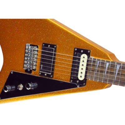 Custom Race Flying V Randy Gold Sparkle RR Electric Guitar - Image 4