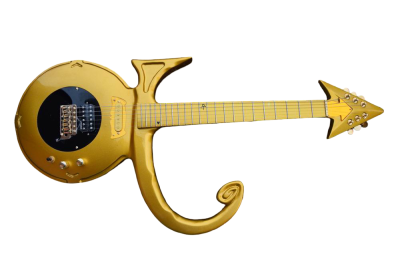 Custom Ember Prince Love Symbol Gold 6 String Electric Guitar - Image 2