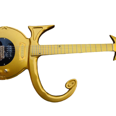 Custom Ember Prince Love Symbol Gold 6 String Electric Guitar - Image 2