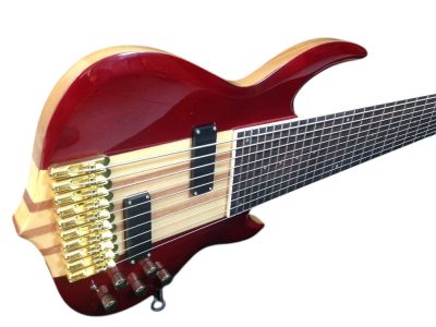 Custom Harlow Sidewinder Red 9 String Bass Guitar - Image 6