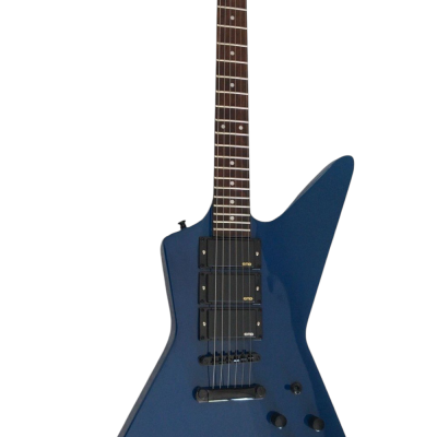 Custom Obsidian Gunmetal Blue Explorer Electric Guitar