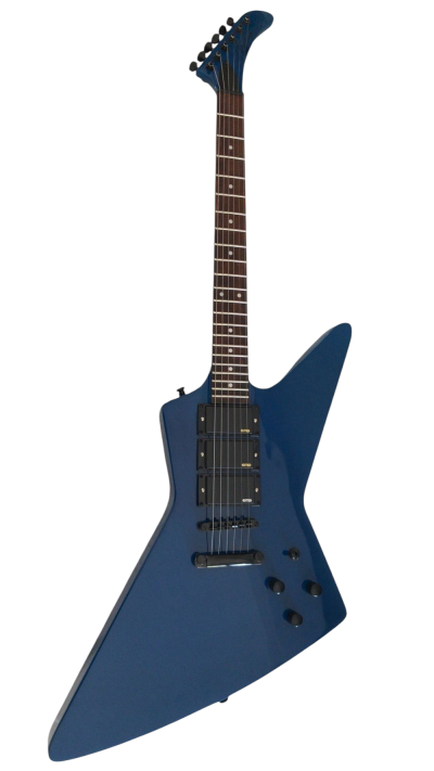 Custom Obsidian Gunmetal Blue Explorer Electric Guitar