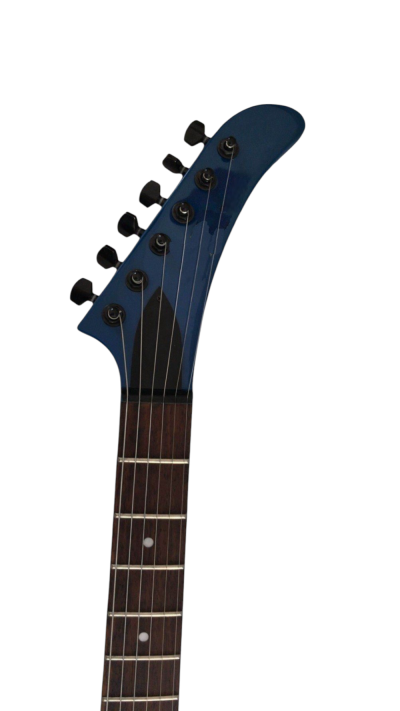 Custom Obsidian Gunmetal Blue Explorer Electric Guitar - Image 4