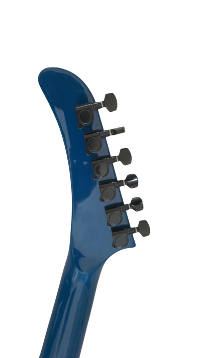 Custom Obsidian Gunmetal Blue Explorer Electric Guitar - Image 5