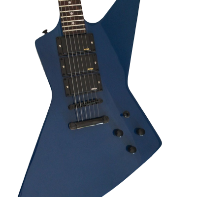 Custom Obsidian Gunmetal Blue Explorer Electric Guitar - Image 7