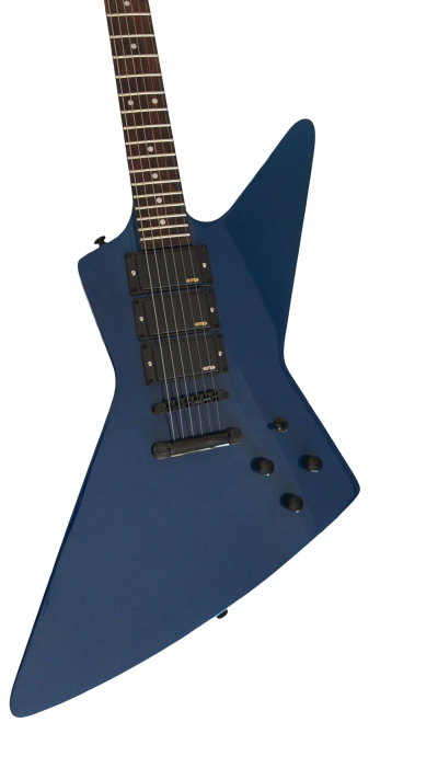Custom Obsidian Gunmetal Blue Explorer Electric Guitar - Image 7