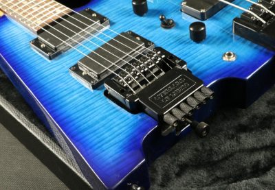 Custom Diplomat Blue Burst Double Neck Headless 4 String Bass Neck 6 String Guitar Neck - Image 3
