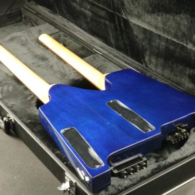Custom Diplomat Blue Burst Double Neck Headless 4 String Bass Neck 6 String Guitar Neck - Image 5