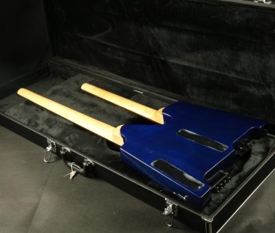 Custom Diplomat Blue Burst Double Neck Headless 4 String Bass Neck 6 String Guitar Neck - Image 6