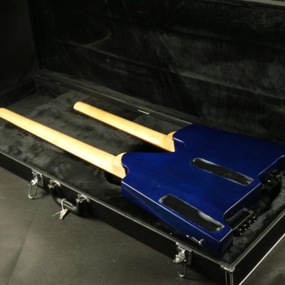 Custom Diplomat Blue Burst Double Neck Headless 4 String Bass Neck 6 String Guitar Neck - Image 6