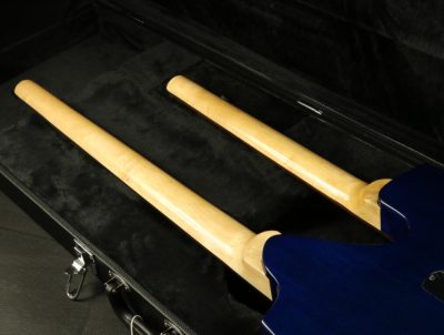 Custom Diplomat Blue Burst Double Neck Headless 4 String Bass Neck 6 String Guitar Neck - Image 7