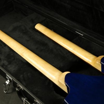 Custom Diplomat Blue Burst Double Neck Headless 4 String Bass Neck 6 String Guitar Neck - Image 7