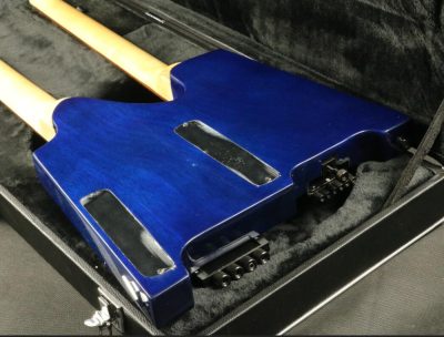 Custom Diplomat Blue Burst Double Neck Headless 4 String Bass Neck 6 String Guitar Neck - Image 8